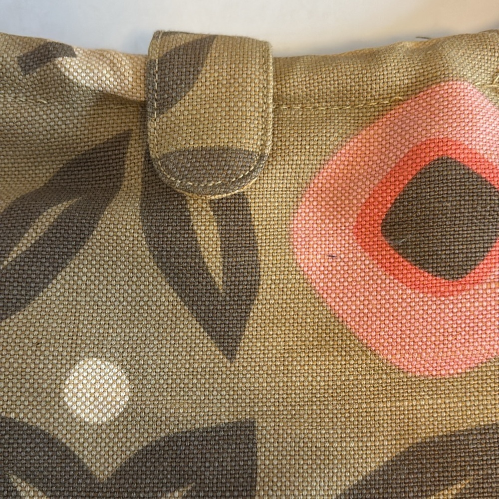 GAP PINK/PEACH/TAN/BROWN CANVAS BAG VEGAN LEATHER HANDLES ADORABLE PRELOVED - Picture 2 of 8